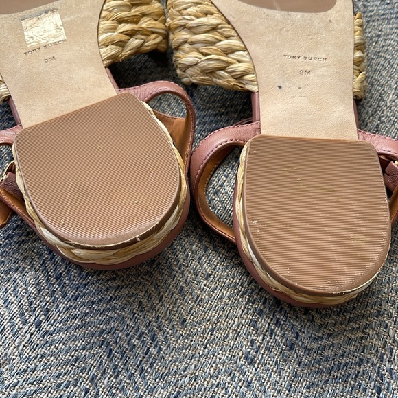 Tory Burch Leather and Raffia Sandals Flat Size:9 M - Picture 8 of 16